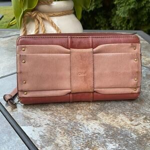 Chloe Mauve Leather June Bow Studded Card Holder Long Zipper Wallet